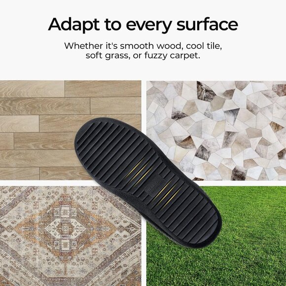 Men's Black Slip-on Slippers Comfy Memory Foam Closed-Toe Indoor House Shoes - Picture 6 of 11